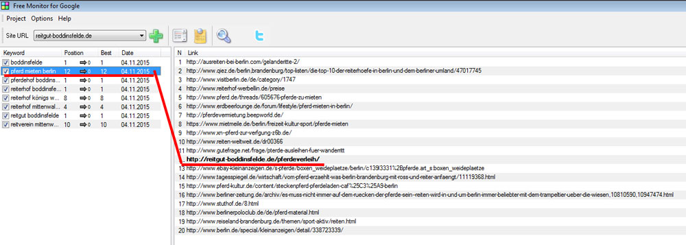 Keyword Ranking mit Free Monitor for Google Keyword Ranking mit Free Monitor for Google