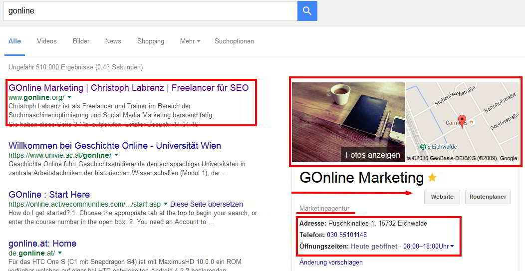 Lokaler Eintrag von GOnline Marketing Lokaler Eintrag von GOnline Marketing
