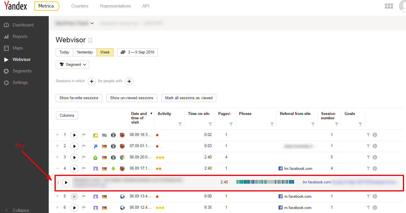 Yandex Metrica Webvisor